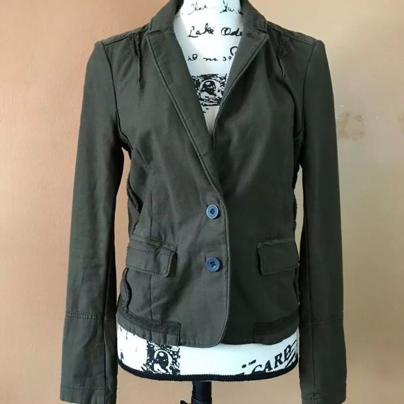 Anthropologie Hei Hei Olive Green Adelaide Jacket Size 8 and Size 2 - Picture 3 of 14